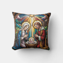 Kerststal Glas-in-lood Kunst – Heilige Familie Ker