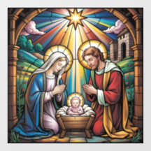 Kerststal Glas-in-lood Kunst – Heilige Familie Ker