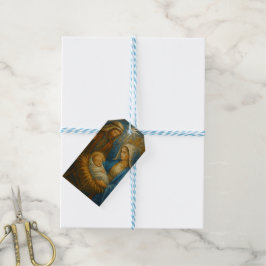 Kerststal Glas-in-lood Mozaïek | Heilige Familie  Cadeaulabel