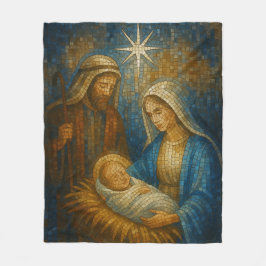 Kerststal Glas-in-lood Mozaïek | Heilige Familie  Fleece Deken