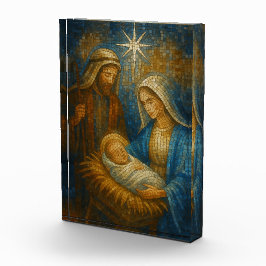 Kerststal Glas-in-lood Mozaïek | Heilige Familie Fotoblokken