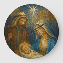 Kerststal Glas-in-lood Mozaïek | Heilige Familie  Grote Klok