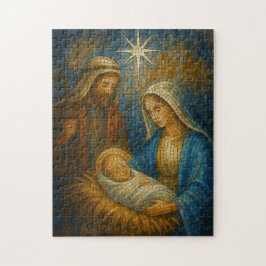 Kerststal Glas-in-lood Mozaïek | Heilige Familie  Legpuzzel