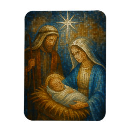 Kerststal Glas-in-lood Mozaïek | Heilige Familie  Magneet