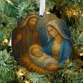 Kerststal Glas-in-lood Mozaïek | Heilige Familie  Ornament Kaart