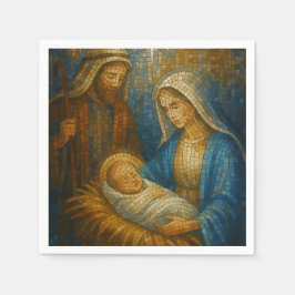 Kerststal Glas-in-lood Mozaïek | Heilige Familie  Servet