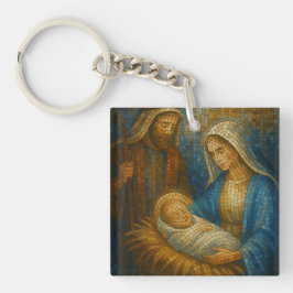 Kerststal Glas-in-lood Mozaïek | Heilige Familie  Sleutelhanger