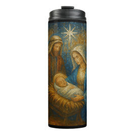 Kerststal Glas-in-lood Mozaïek | Heilige Familie  Thermosbeker