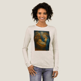 Kerststal Glas-in-lood Mozaïek | Heilige Familie  Tri-Blend Shirt