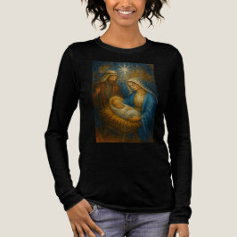 Kerststal Glas-in-lood Mozaïek | Heilige Familie  Tri-Blend Shirt