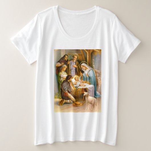Kerststal Grote Maat T-shirt (Design voorkant)