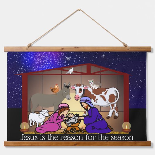 Kerststal Hangend Wandkleed (Voorkant)