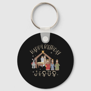 Kerststal Happy Birthday Jezus Kerstmis Kerststal  Sleutelhanger