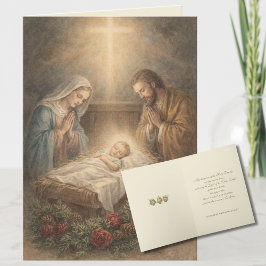 Kerststal Heilige Familie Katholiek Feestdagen Kaart