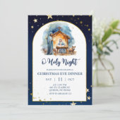 Kerststal Heilige Nacht kerstdinermenu Kaart (Staand voorkant)