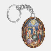 Kerststal Illustratie Sleutelhanger (Voorkant Links)