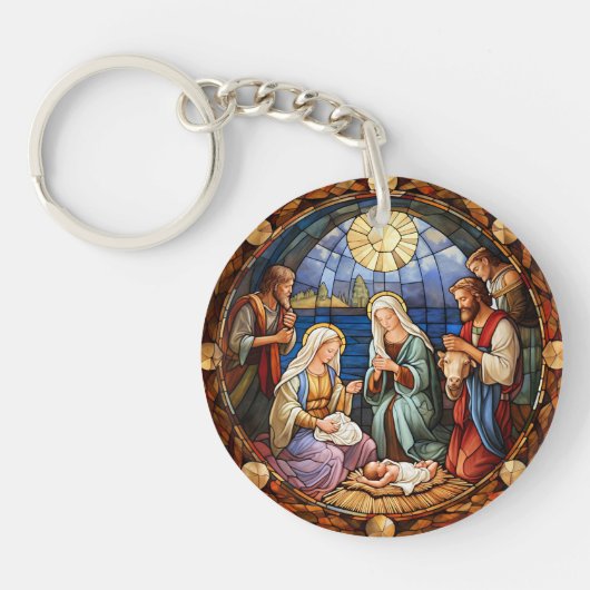 Kerststal Illustratie Sleutelhanger (Voorkant)