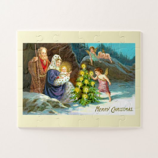Kerststal in de sneeuw legpuzzel (Horizontaal)