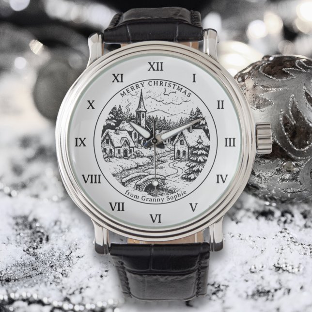 Kerststal in de winter - Romeins nummer Horloge (Creator heeft geüpload)