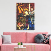 Kerststal in glas-in-lood uit het verleden canvas afdruk (Insitu (Woonkamer))