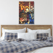 Kerststal in glas-in-lood uit het verleden canvas afdruk (Insitu (Slaapkamer))