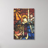 Kerststal in glas-in-lood uit het verleden canvas afdruk (Voorkant)