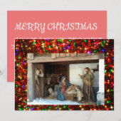 Kerststal in het dorp feestdagenkaart (Voorkant / Achterkant)