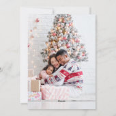 Kerststal in slaap op het hooi Foto Kerstmis Feestdagenkaart (Achterkant)