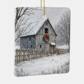 Kerststal in sneeuwvlokken keramisch ornament (Rechts)