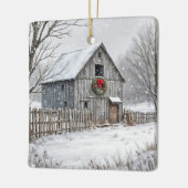 Kerststal in sneeuwvlokken keramisch ornament (Links)