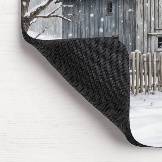 Kerststal in sneeuwvlokken muismat (Hoek)