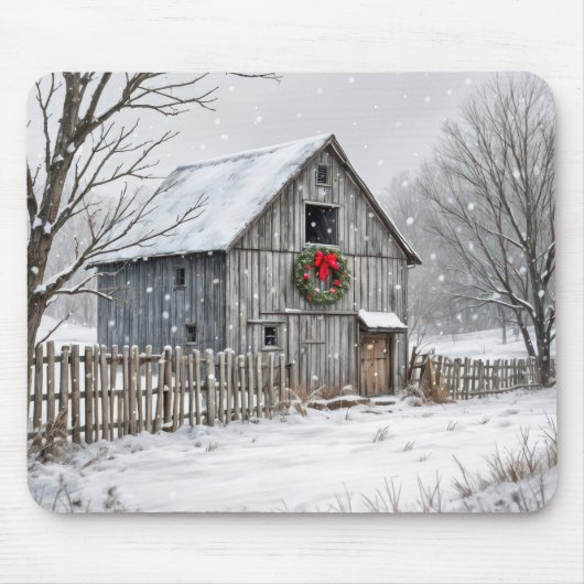 Kerststal in sneeuwvlokken muismat (Voorkant)