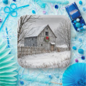 Kerststal in sneeuwvlokken papieren bordje (Feest)