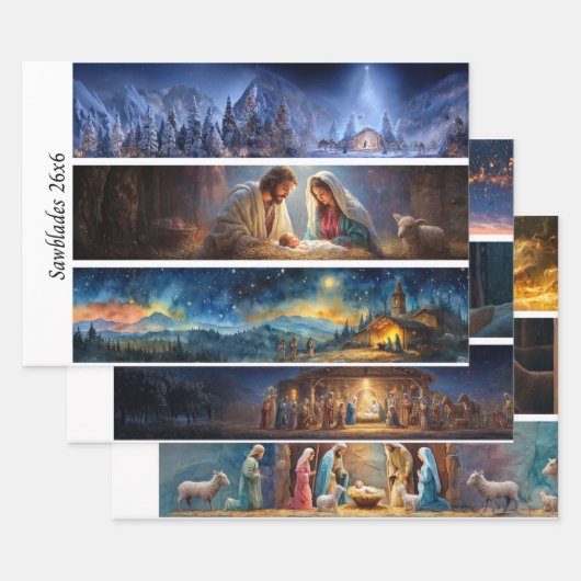 Kerststal Inpakpapier Decoupage Handzaag Vel (Set)