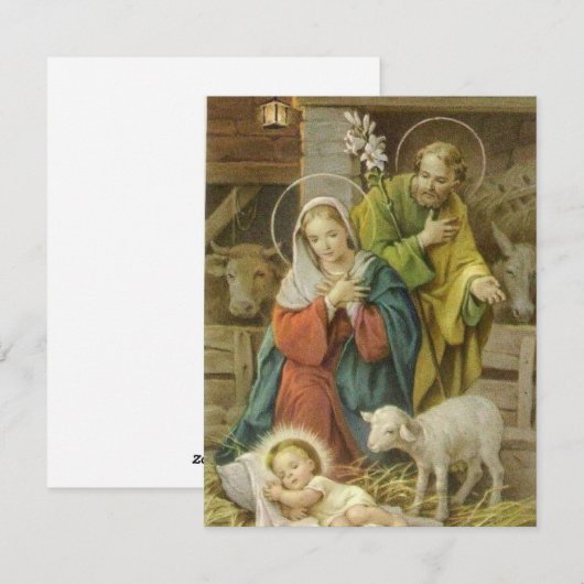 Kerststal Jezus als baby Feestdagenkaart (Voorkant / Achterkant)