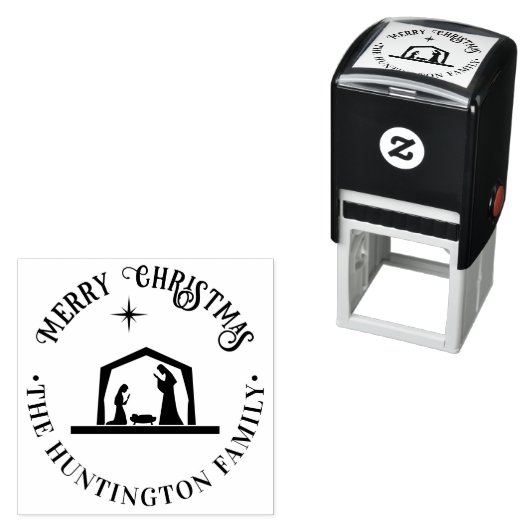 Kerststal Jezus Krib Gezellige Kerstmis Familienaa Zelfinktende Stempel (In situ)