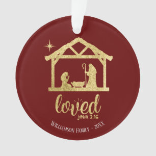 Kerststal Jezus Liefde Christelijke Familie Ornament