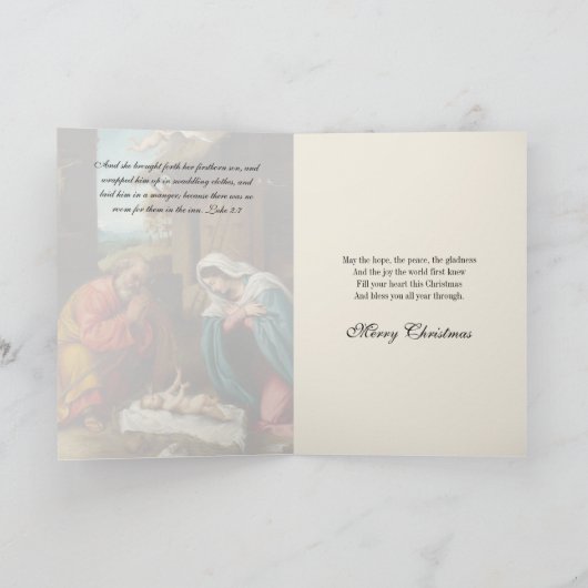 Kerststal Jezus Maagd Maria Heilige Jozef  Feestdagen Kaart (Binnen)