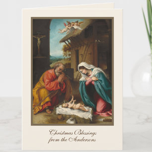 Kerststal Jezus Maagd Maria St Jozef Feestdagen Kaart