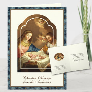 Kerststal Jezus Maria Jozef vintage Feestdagen Kaart