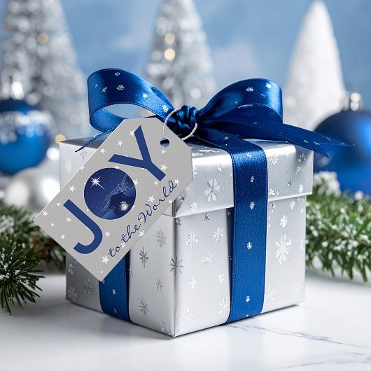 Kerststal 'Joy to the World' Cadeaulabel