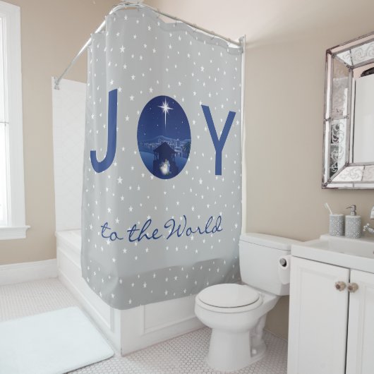 Kerststal 'Joy to the World' Douchegordijn (In situ)
