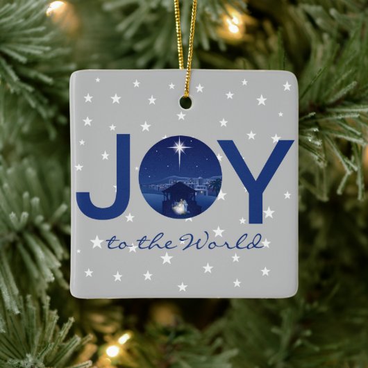 Kerststal 'Joy to the World' Keramisch Ornament (Boom)