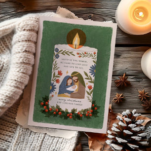 Kerststal Kaars Religieus Kerstmis Vouwkaart Feestdagen Kaart