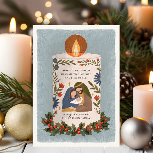 Kerststal Kaars Religieus Kerstmis Vouwkaart Feestdagen Kaart