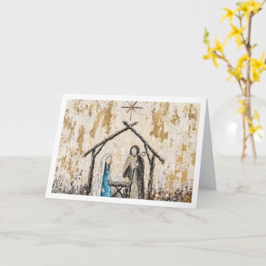 Kerststal kaart 5x7 opgevouwen (Gele Bloem)