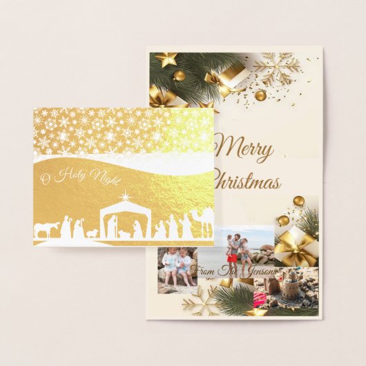 Kerststal kerst custom foto folie kaart (Display)