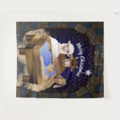 Kerststal kerst decoratie achtergrond wandkleed (Voorkant (horizontaal))