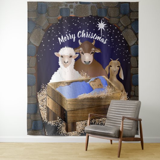 Kerststal kerst decoratie achtergrond wandkleed (In situ)