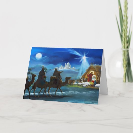 Kerststal Kerstdag Kaart (Voorkant)